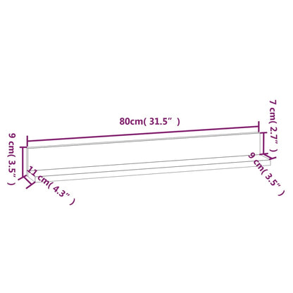 Mensole da Parete 2 pz Grigio 80x11x9cm Legno Massello di Pino | homemem39