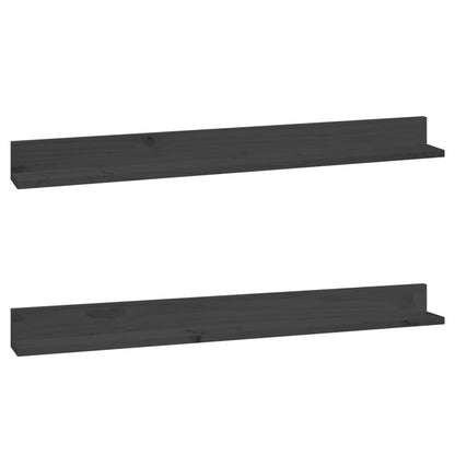 Mensole da Parete 2 pz Grigio 110x11x9cm Legno Massello di Pino | homemem39
