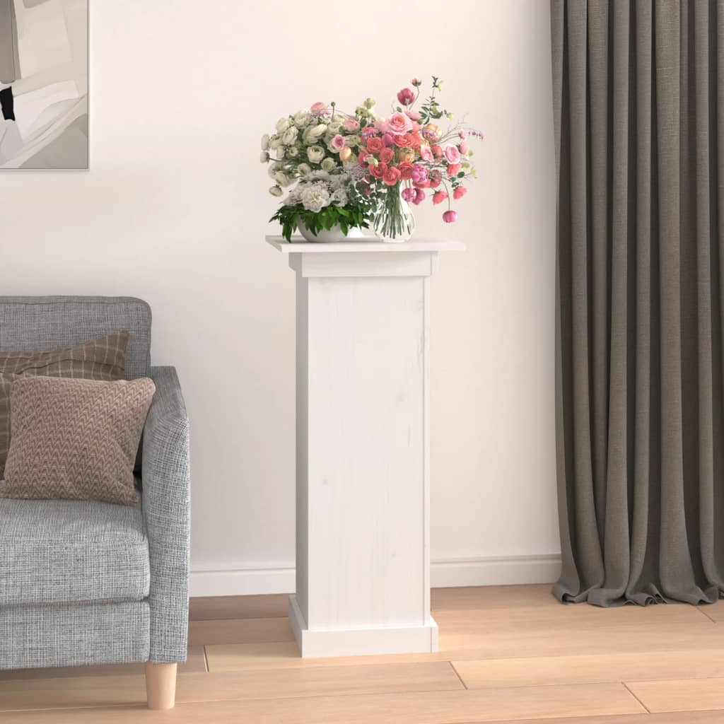 Supporto per Fiori Bianco 40x40x90 cm in Legno Massello di Pino
