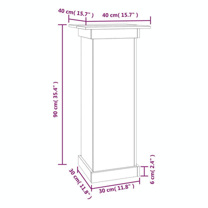 Supporto per Fiori Bianco 40x40x90 cm in Legno Massello di Pino