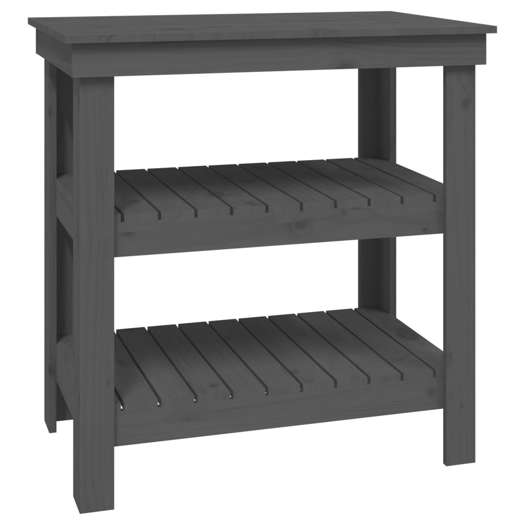 Banco da Lavoro Grigio 78,5x50x80 cm in Legno Massello di Pino - homemem39