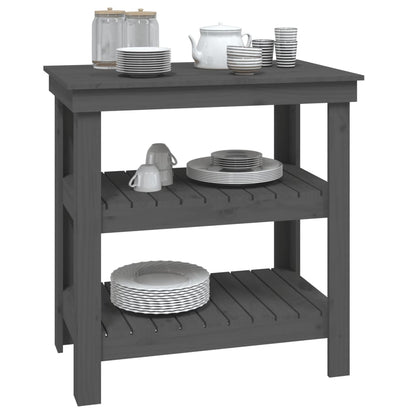 Banco da Lavoro Grigio 78,5x50x80 cm in Legno Massello di Pino | homemem39