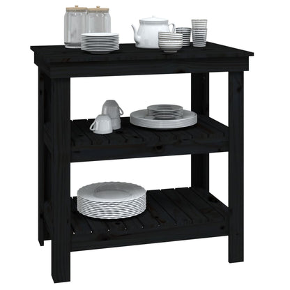 Banco da Lavoro Nero 78,5x50x80 cm in Legno Massello di Pino | homemem39