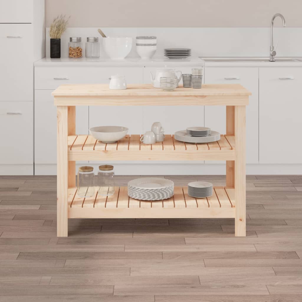 Banco da Lavoro 110,5x50x80 cm in Legno Massello di Pino - homemem39