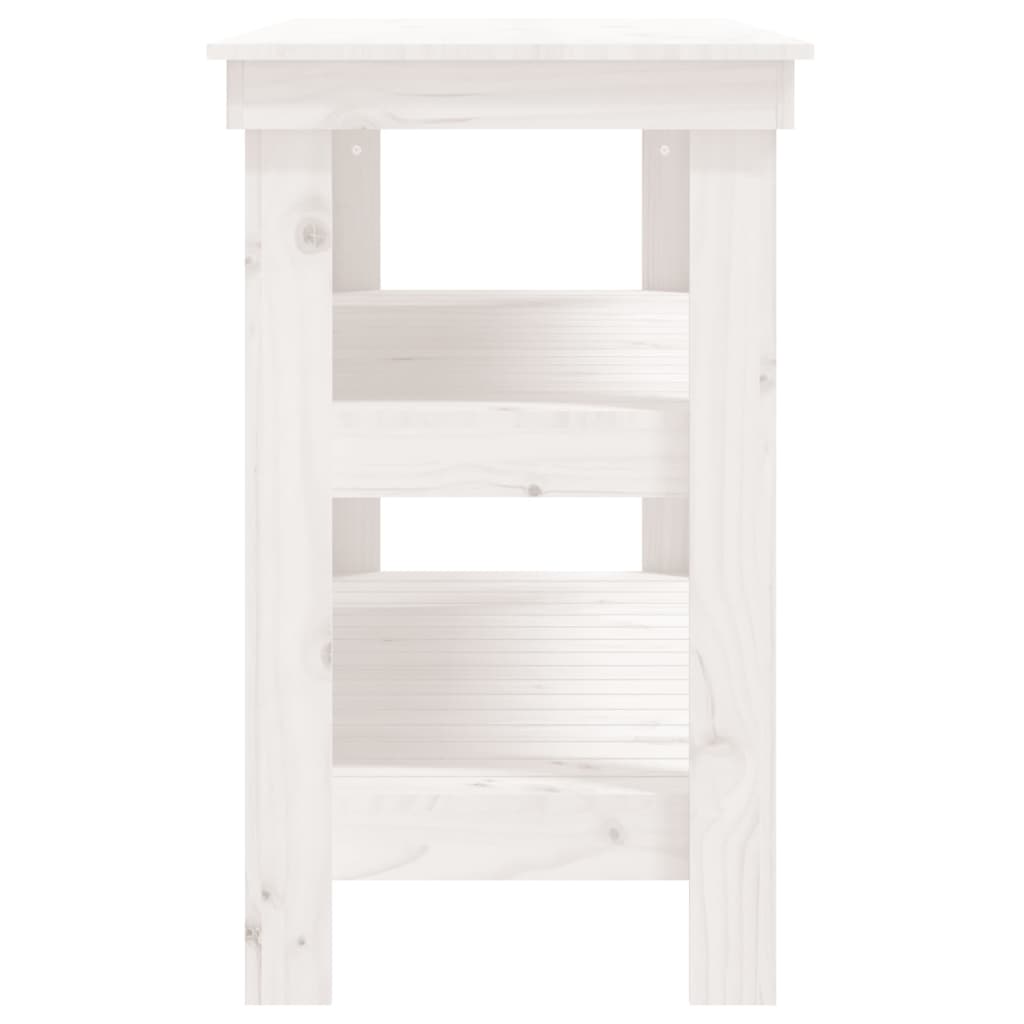 Banco da Lavoro Bianco 110,5x50x80 cm in Legno Massello di Pino | homemem39