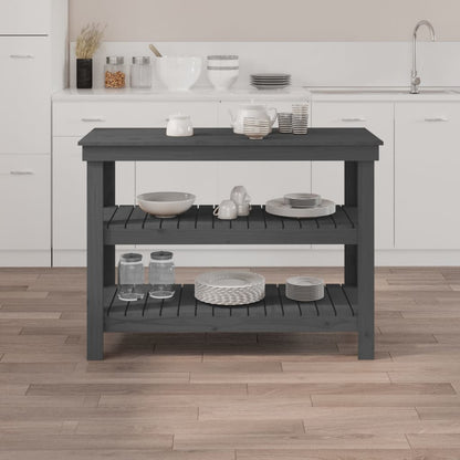 Banco da Lavoro Grigio 110,5x50x80 cm in Legno Massello di Pino - homemem39