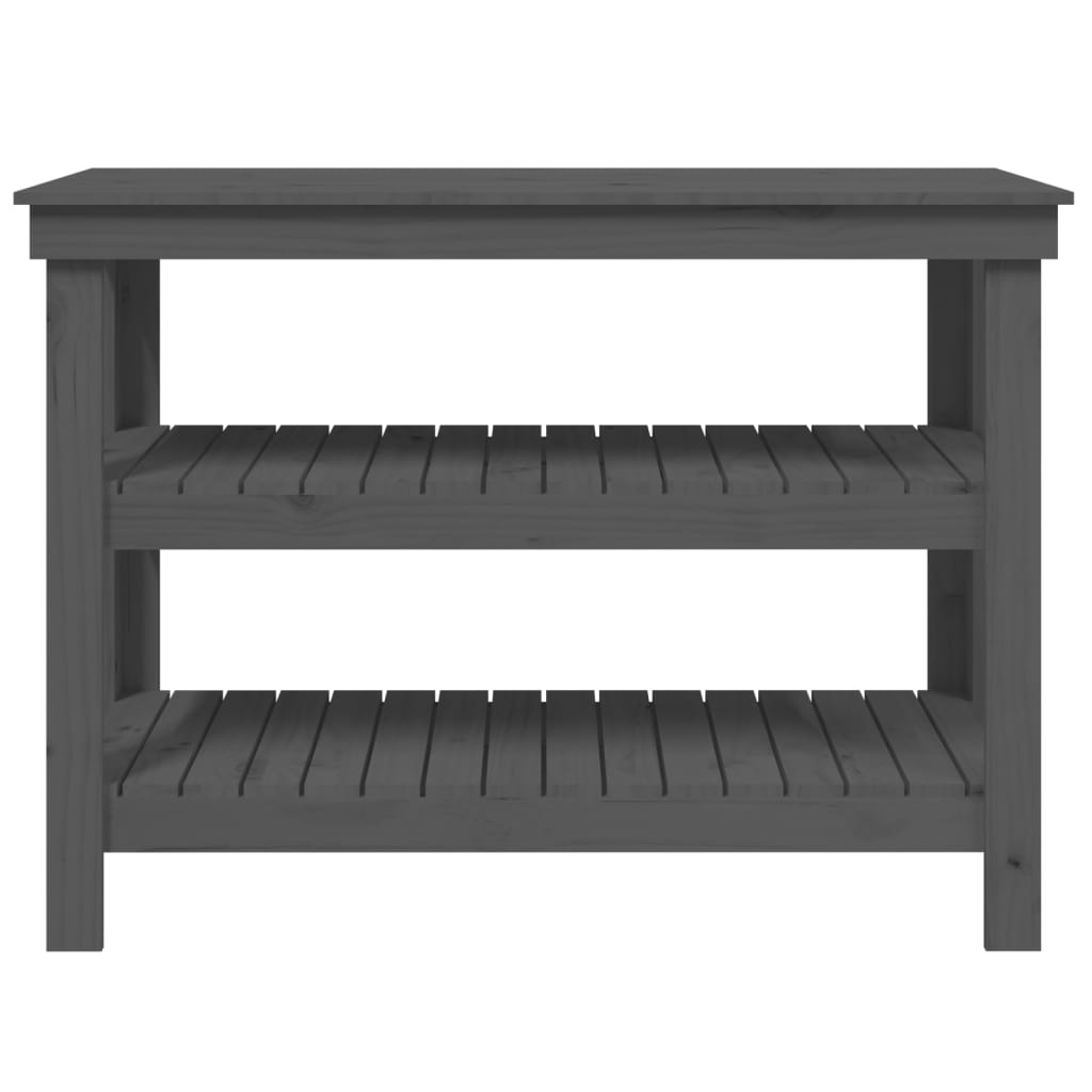 Banco da Lavoro Grigio 110,5x50x80 cm in Legno Massello di Pino - homemem39