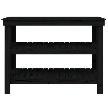Banco da Lavoro Nero 110,5x50x80 cm in Legno Massello di Pino - homemem39