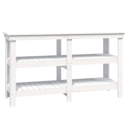 Banco da Lavoro Bianco 142,5x50x80 cm in Legno Massello di Pino - homemem39