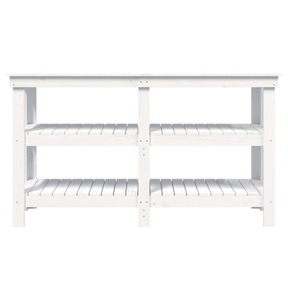 Banco da Lavoro Bianco 142,5x50x80 cm in Legno Massello di Pino - homemem39