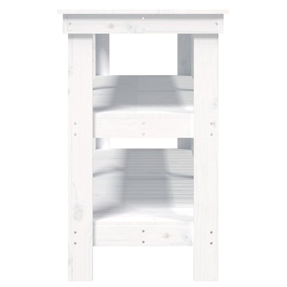 Banco da Lavoro Bianco 142,5x50x80 cm in Legno Massello di Pino - homemem39