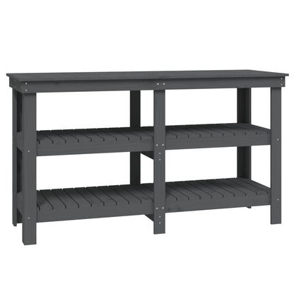 Banco da Lavoro Grigio 142,5x50x80 cm in Legno Massello di Pino - homemem39