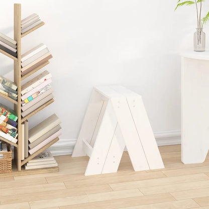Sgabelli 2 pz Bianchi 40x40x45 cm in Legno Massello di Pino - homemem39
