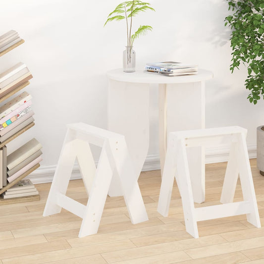 Sgabelli 2 pz Bianchi 40x40x45 cm in Legno Massello di Pino - homemem39