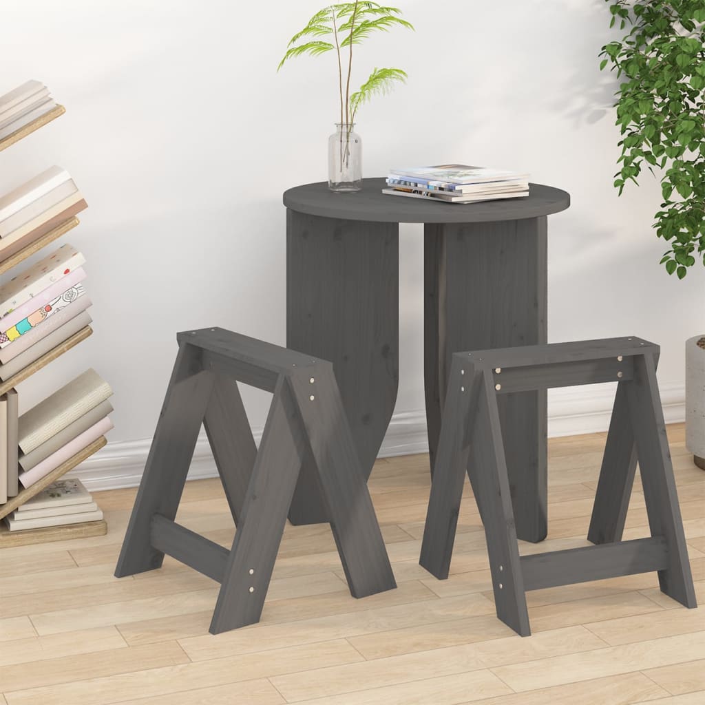 Sgabelli 2 pz grigio 40x40x45 cm in Legno Massello di Pino - homemem39