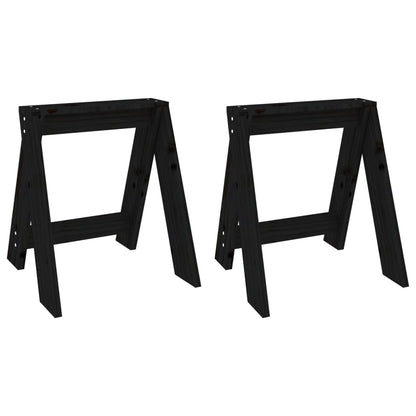 Sgabelli 2 pz Nero 40x40x45 cm in Legno Massello di Pino - homemem39