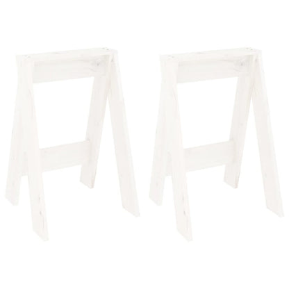 Sgabelli 2 pz Bianchi 40x40x60 cm in Legno Massello di Pino - homemem39