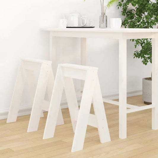 Sgabelli 2 pz Bianchi 40x40x60 cm in Legno Massello di Pino - homemem39