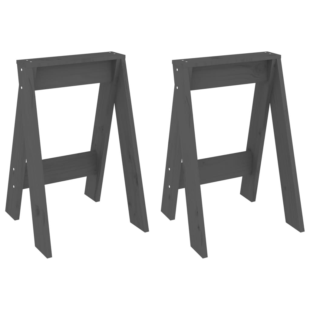 Sgabelli 2 pz grigio 40x40x60 cm in Legno Massello di Pino - homemem39