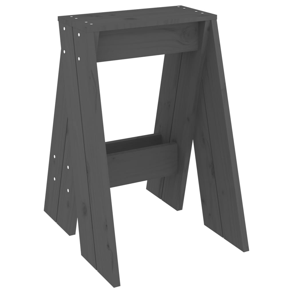 Sgabelli 2 pz grigio 40x40x60 cm in Legno Massello di Pino - homemem39