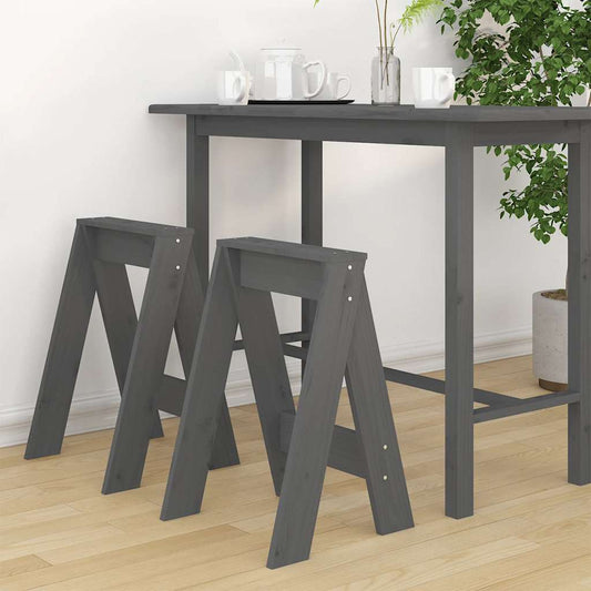Sgabelli 2 pz grigio 40x40x60 cm in Legno Massello di Pino - homemem39