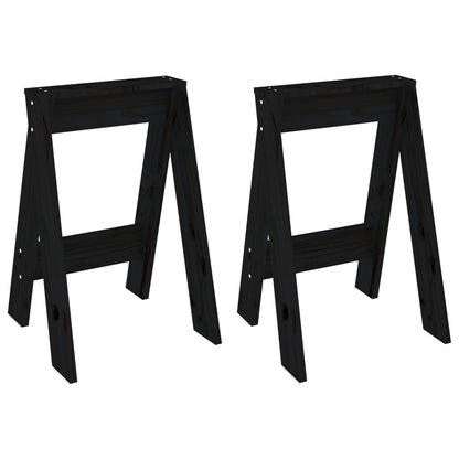 Sgabelli 2 pz Nero 40x40x60 cm in Legno Massello di Pino - homemem39