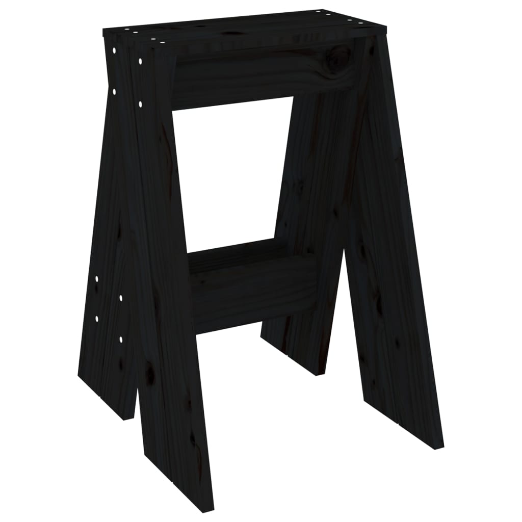 Sgabelli 2 pz Nero 40x40x60 cm in Legno Massello di Pino - homemem39