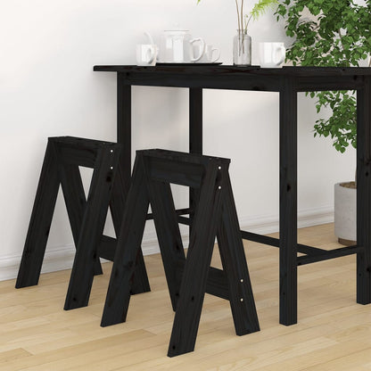 Sgabelli 2 pz Nero 40x40x60 cm in Legno Massello di Pino - homemem39