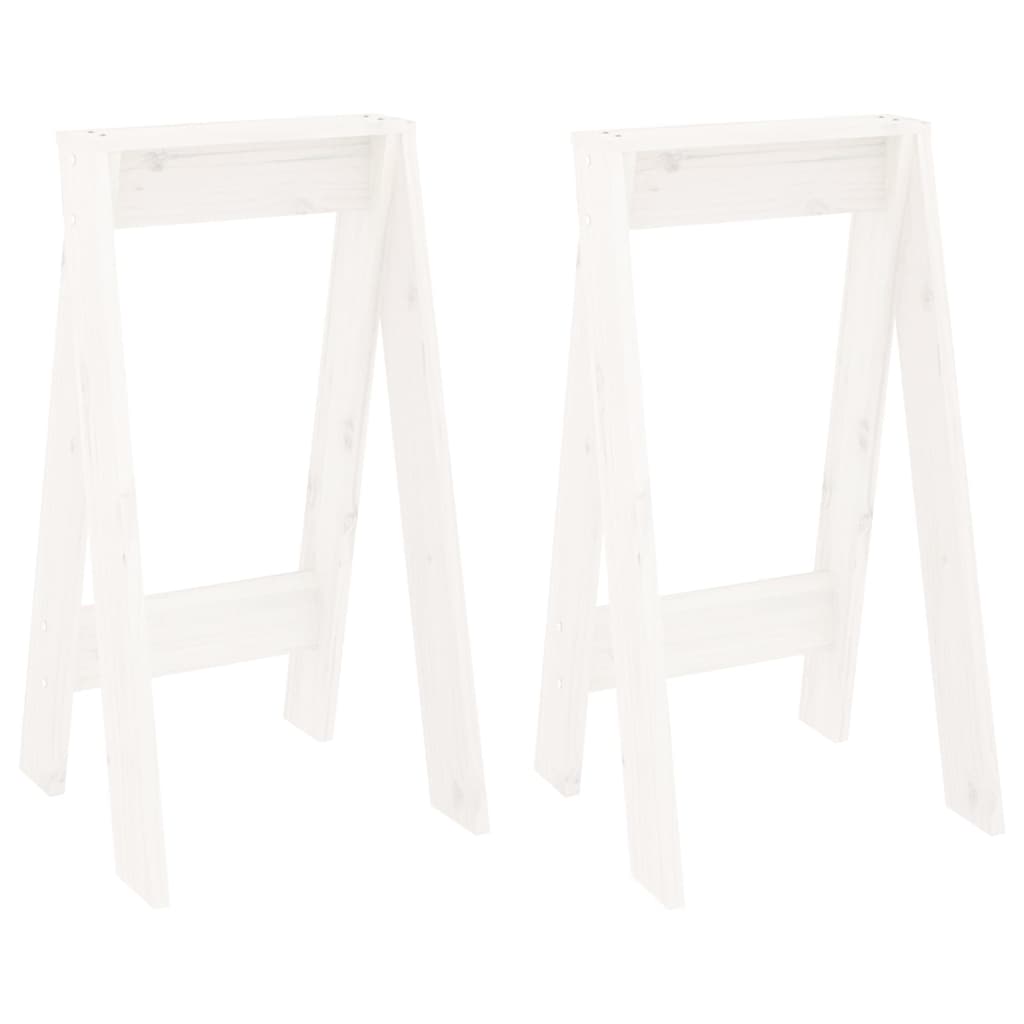 Sgabelli 2 pz Bianchi 40x40x75 cm in Legno Massello di Pino - homemem39