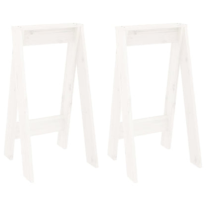 Sgabelli 2 pz Bianchi 40x40x75 cm in Legno Massello di Pino - homemem39