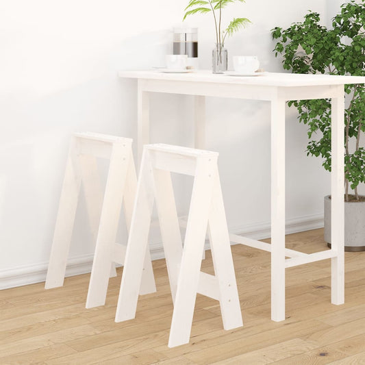 Sgabelli 2 pz Bianchi 40x40x75 cm in Legno Massello di Pino - homemem39