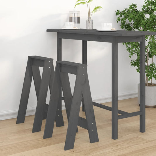 Sgabelli 2 pz grigio 40x40x75 cm in Legno Massello di Pino - homemem39