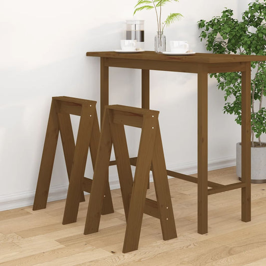 Sgabelli 2 pz Marrone Ambra 40x40x75 cm Legno Massello di Pino - homemem39