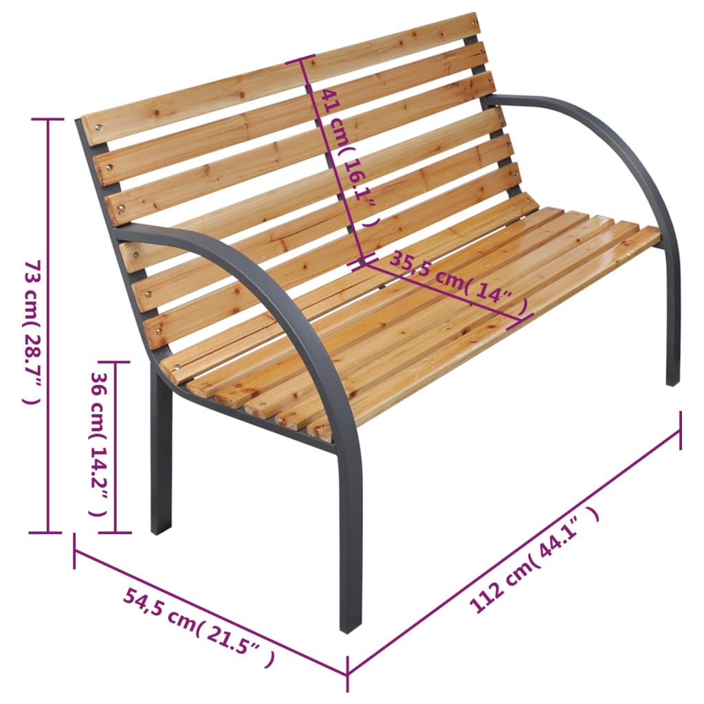 Panca da Giardino 112 cm in Legno Massello di Abete - homemem39