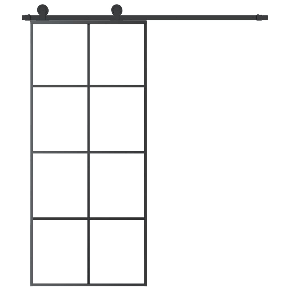 Porta Scorrevole con Ferramenta 90x205cm Vetro ESG Alluminio | homemem39