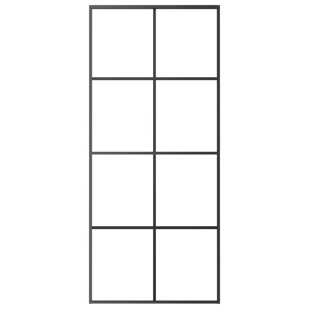 Porta Scorrevole con Ferramenta 90x205cm Vetro ESG Alluminio - homemem39