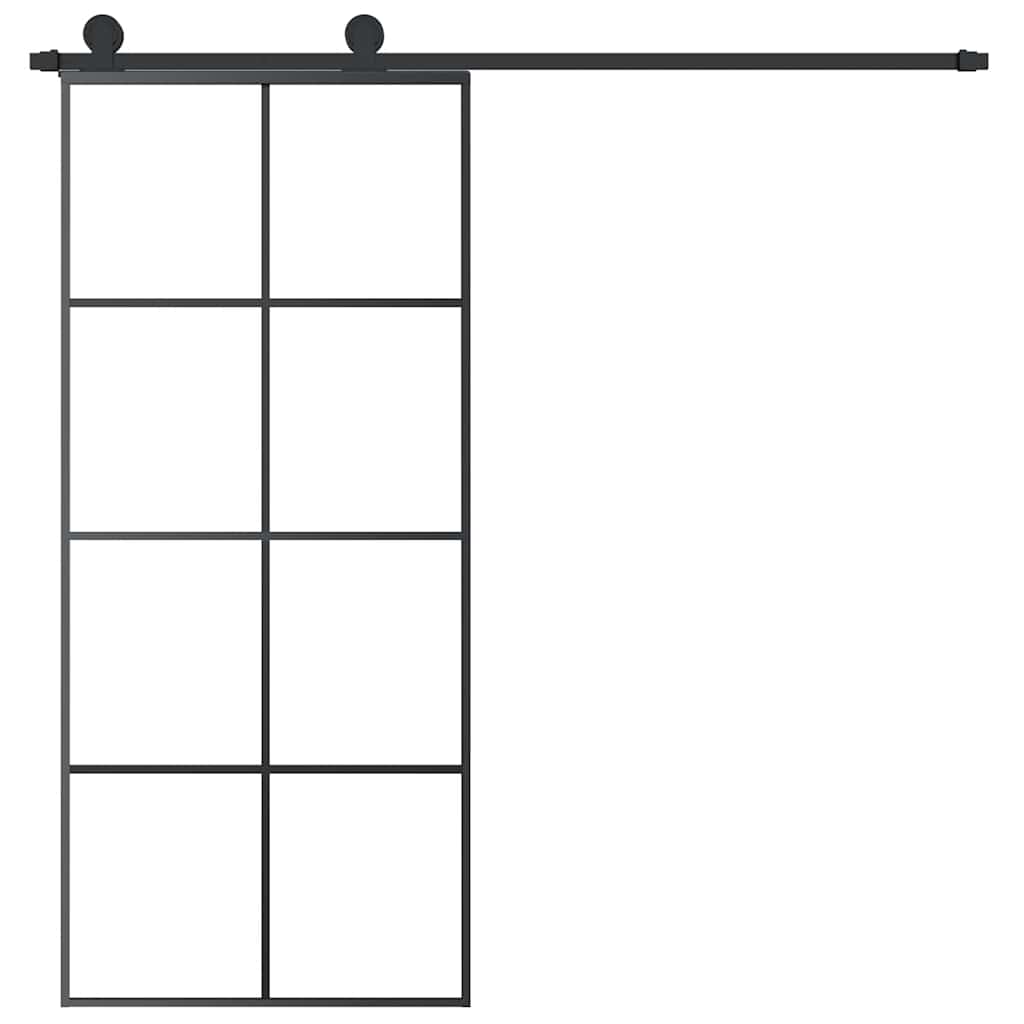 Porta Scorrevole con Ferramenta 90x205cm Vetro ESG Alluminio | homemem39