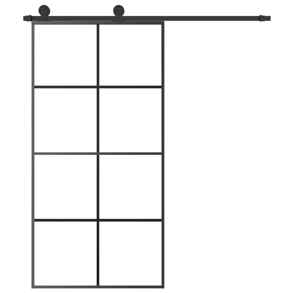 Porta Scorrevole con Ferramenta 102,5x205cm Vetro ESG Alluminio | homemem39