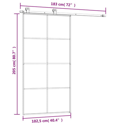 Porta Scorrevole con Ferramenta 102,5x205cm Vetro ESG Alluminio | homemem39
