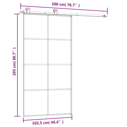 Porta Scorrevole con Ferramenta 102,5x205cm Vetro ESG Alluminio | homemem39