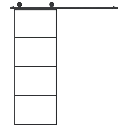 Porta Scorrevole con Ferramenta 76x205cm Vetro ESG Alluminio | homemem39