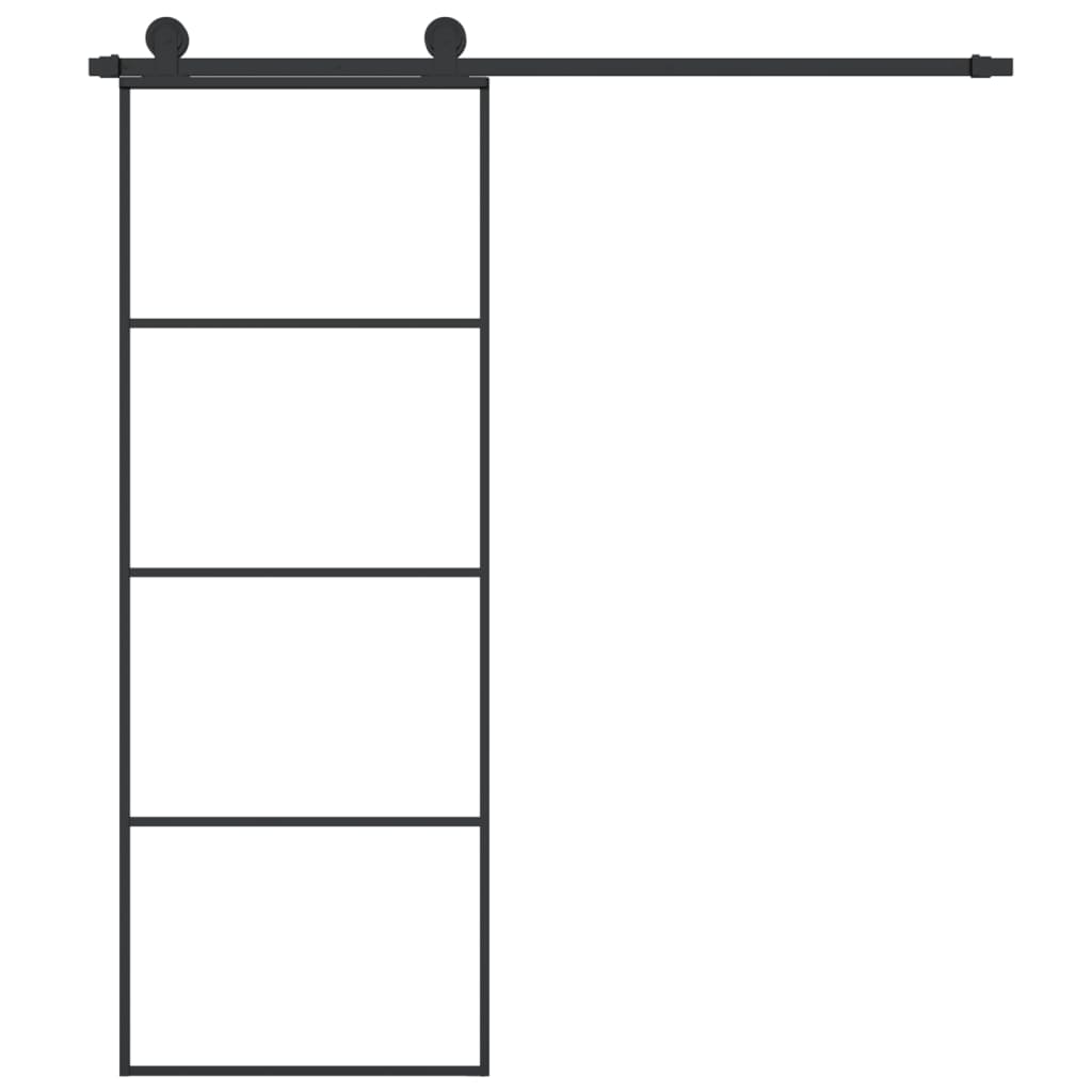 Porta Scorrevole con Ferramenta 76x205cm Vetro ESG Alluminio - homemem39