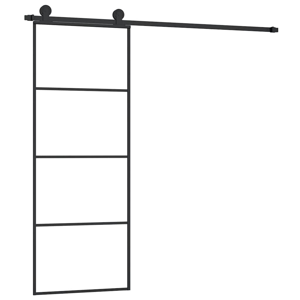 Porta Scorrevole con Ferramenta 76x205cm Vetro ESG Alluminio | homemem39