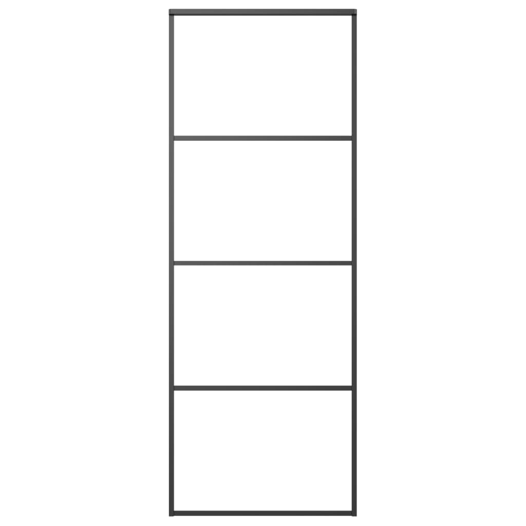 Porta Scorrevole con Ferramenta 76x205cm Vetro ESG Alluminio - homemem39