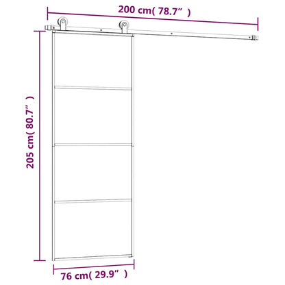 Porta Scorrevole con Ferramenta 76x205cm Vetro ESG Alluminio | homemem39