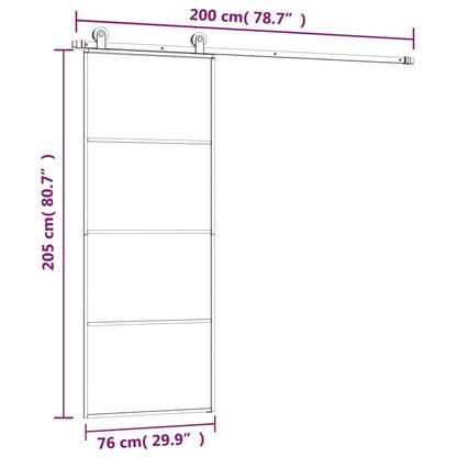 Porta Scorrevole con Ferramenta 76x205cm Vetro ESG Alluminio - homemem39