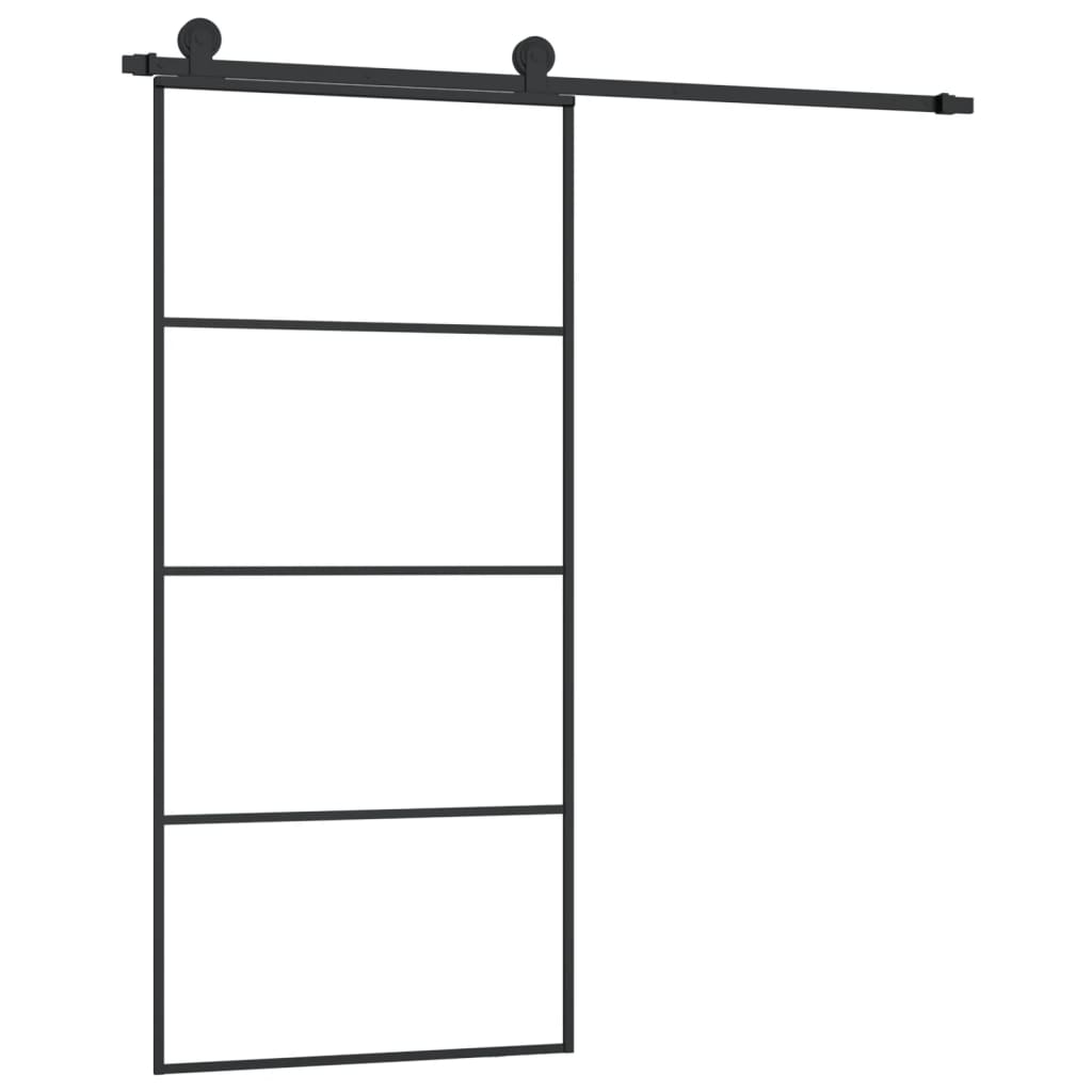 Porta Scorrevole con Ferramenta 90x205cm Vetro ESG Alluminio | homemem39