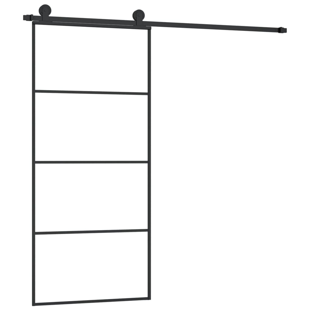 Porta Scorrevole con Ferramenta 90x205cm Vetro ESG Alluminio | homemem39