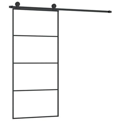 Porta Scorrevole con Ferramenta 90x205cm Vetro ESG Alluminio | homemem39