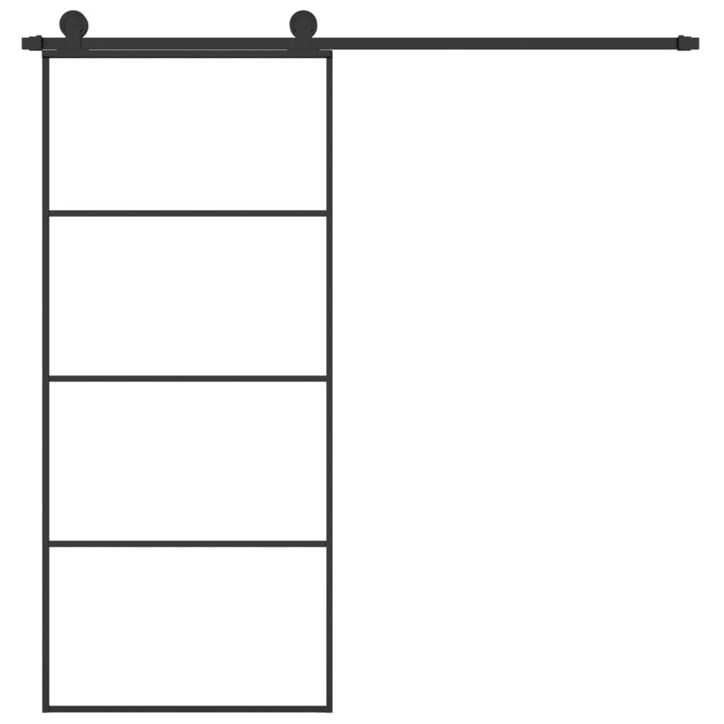 Porta Scorrevole con Ferramenta 90x205cm Vetro ESG Alluminio | homemem39